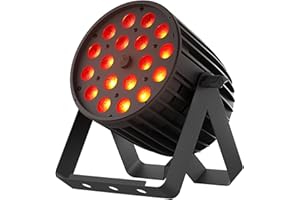 SHEHDS 18x18W LED PAR Lumière, RGBWA+UV 6-en-1, 23-49° Zoom/Lavage/Strobe, Lumière DJ de scène, DMX512, Son actif, Coque en aluminium, pour scène, Disco, Club, Fête