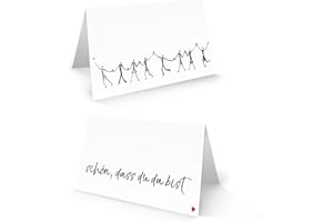 ‎LOGBUCH-VERLAG Logbuch-Verlag 50 weiß schwarze Tischkarten SCHÖN DASS DU DA BIST Herzmensch Sitzkarten Hochzeit Deko Namensschilder rot Herz