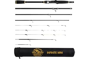 ‎RIGGED & READY TRAVEL FISHING Rigged and Ready Spinning-Baitcast Reise-Angelrute 10-in-1-Kombinationsrute Infinite Mini Leicht Kompakt Spin-Cast Salzwasser Süßwasser Barsch Karpfenrute