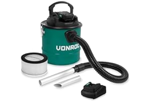 VONROC Aspiracenere a batteria VPower 20V. Incl. una batteria 2.0Ah e caricatore. Serbatoio 12L - Filtro HEPA