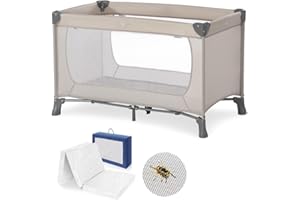 hauck Baby Reisebett Set Dream N Play mit extra Alvi Komfort Matratze und Moskitonetz - faltbares Kinder Babyreisebett mit Tasche - Beige