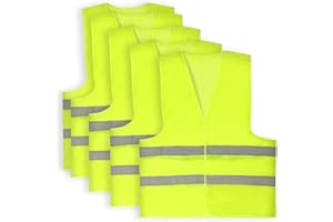 GIGTOOP 5 Piezas Chaleco Reflectante de Seguridad, Chaleco de Reflectantes de Alta Visibilidad,Auto Chaleco de Seguridad Amarillo Fluorescente de Alta Visibilidad para Correr Conductor Limpiadores Motos