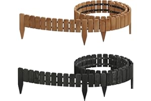 WOLTU Clôture de Pelouse Décorative en Bois, Bordure de Jardin Flexible, Palissade de Jardin Extérieur, Bordure de Parterre pour Gazon, Plate-Bande, Potager, Verger, 203x10 cm, Marron Foncé