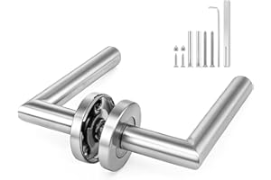 HuaJiao 1 Pair Door Handle, Interior Door Handles Straight Lever Latch Door Handle for Bedroom Bathroom Kitchen