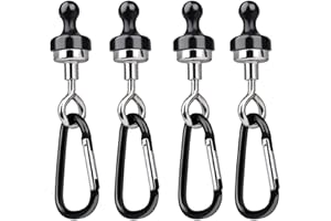 DGDUBRB Magnetic Hooks Heavy Duty, Muti-Use Metal Magnets Hooks with Carabiner for Camping Hanging, Cruise, Fridge, Kitchen