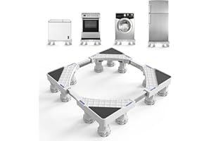 DEWEL 12 Füße Kühlschranksockel, podest für waschmaschine und trockner, Untergestell für Waschmaschine,Bärenlast 500kg,Geeignet für Kühlschränke,Waschmaschinen,Breite:46-60cm/Höhe 9cm-13cm(Weiß)