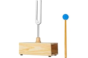 The7boX 440HZ Stimmgabel, Stimmgabel aus Aluminiumlegierung , Ausgestattet mit Silikonhammer und Holz-Resonatorbox, Geeignet für Resonanzunterricht, Klangtherapie,Yoga