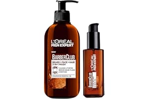 L’Oréal Men Expert Barber Club Grooming Kit | 3-in-1 Beard, Hair & Face Wash 200ml + Beard Oil 30ml | Men’s Grooming Gift Set Bundled - by Omoge Hair Ltd