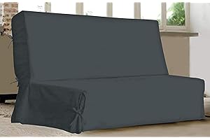 univers decor UNIVERSDECOR - Housse clic clac à nouettes Unie 140 x 200 cm (Anthracite, 1 Housse clic clac à nouettes Unie 140 x 200 cm)