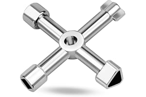 ALFFREUDE 4 vie chiave multiuso a quattro vie multifunzione Cross Triangle Key Cle armadio elettrico universale 4 in 1 per ascensori, armadi elettrici, valvole (argento)