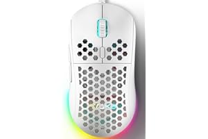 Dierya×TMKB M1se Gaming Maus mit 12800 DPI Optischer Sensor,6 Programmierbare Tasten Wabenmaus,Anpassbares RGB Computer Mouse,Schleppfreies Paracord,Ergonomische für Windows PC MAC-Weiß