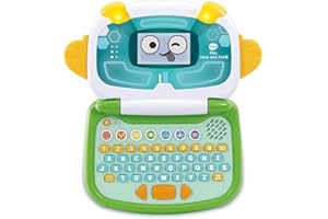 VTech - Clic, Mon Ami l'Ordi Bleu et Vert, Ordinateur Enfant Transportable avec Écran Rétroéclairé et Animé, 9 Jeux Éducatifs, Jouet Interactif, Cadeau Enfant de 3 Ans à 6 Ans - Contenu en Français