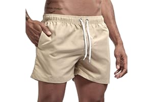 Onsoyours Maillot de Bain pour Homme Swim Short Sport Trunks Boxer Shorts Pantalon Court de Sport Plage Loisir Cordon de Serrage Rapide Ajustable