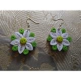 Orecchini quilling pendenti fiore verdi