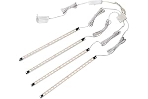 CEFRANK LED Sous Vitrine, Kit de 4 Bandes de LED Sous Meubles Eclairage, 300 mm, Avec Interrupteur, Total de 510lm, Tous les Accessoires Inclus(Blanc Chaud)