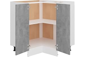 Tidyard Armadio Angolare da Cucina in Truciolato Armadio da Pavimento con 2 Ripiani,Mobile da Cucina Salvaspazio 75,5x75,5x80,5, cm ​​​​​​​Colore Grigio Cemento
