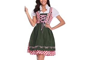 WSQALLLIFE Women's German Dirndl Dress,Beer Girl Oktoberfest Bavarian Oktoberfest Costume Traditional Dirndl Dress October Festival Costume Women Fancy Dress Costume for Oktoberfest Carnival Halloween