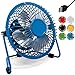 Produktbild USB Ventilator Tischventilator Mini Metall 360° neigbar Ø 13,5cm Ein/Aus-Schalter elektrisch Schutzgitter Blau