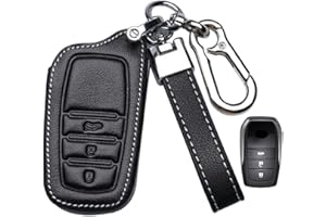 HIBEYO Smart Car Key Case Fits Toyota Protective Cover Key Case Cowhide Leather Cover for Highlander Corolla Camry Fortuner Hilux 86 RAV4 C-HR Key Fob Remote Key