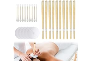 dinghaole 10 Pcs Ear Candles, Hopi Ear Candles for Wax Removal, Hopi Ear Candles, Natural Beeswax Ear Candles Kit, Beeswax Hopi Ear Candles for Blocked Ears with 5 Protective Disks+10 Cotton Swab