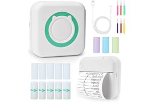 ZAKVOP mini printer, mini photo printer, portable printer inkless, inkless sticker printer, pocket printer, mini pocket sticker printer Compatible with iOS and Android for Study Notes, Memo, Photos - pink