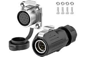 E-WeiChat EW-LP20 Connecteur industriel étanche IP68 Branchement connecteur aéronautique Connecteur circulaire anti-interférence Connecteur électrique M20 2-12 Broches Prise d'attache (12 Broches)