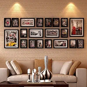 Paris Street Popular Photos Extra Large Wood Photo Frame Set (177 cm x 2 cm x 68 cm, Black) by Paper Plane Design