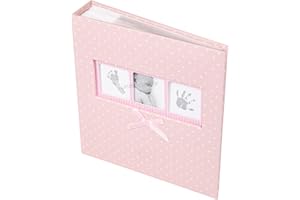 Prodbuy Home Baby Girl Pink White Polka Dot Photo Album 200 Photographs 6x4 Picture Book Boy Unisex, 21.8 cm (W) x 5.3cm (D) x 22.2cm (H)