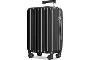 SHOWKOO Valigie Rigide Extra Grande Pezzi 100% Policarbonato Bagaglio Leggero Espandibile Ultra Durevole Valigia Trolley da Viaggio con Serratura Approvata Dalla Tsa e 4 Ruote Doppie XL,Nero