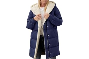 JBSABOTAD Winter Coats For Women Uk Fleece Lined Quilted Jacket Womens With Hood Solid Color Full Zip Parka Coat Waterproof Comfortable Warm Long Sleeve Down Jacket Plus Size Outerwear Overcoat With Pockets