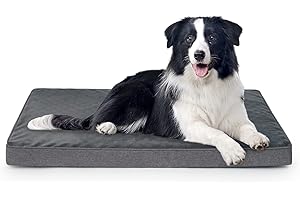 Vamcheer Orthopädisches Hundebett für Hunde-89x56x8cm Hundekissen, Waschbare Hundematratze, Eierkarton-Memory-Foam-Hundematte, Flauschiger Flanellbezug, Wasserdichtes Hundebett, Grau