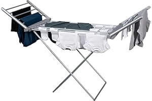 Abode Heated Electric Clothes Dryer Adjustable Clothes Airer with Foldable Wings & Protective Cover, Aluminium Drying Rack, Energy Efficient, Garment Dryer for Indoor, AECHD2001 (Horse Drying Rack)
