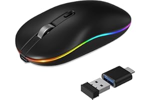 RaceGT Mysz bezprzewodowa, ergonomiczna mysz LED, do komputera, do ponownego ładowania, 2,4 GHz, odbiornik USB i typu C, cicha mysz do laptopa, komputera, MacBooka