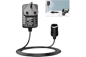 XATGIOUY Car Power Inverter, 240v to 12v Adapter DC Car Converter Plug, Cigarette Lighter Adapter to UK Plug, AC to DC Voltage Converter, 2A Power Adapter for Car Appliances, Cigarette Lighter Socket, Black