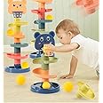 S SGTT PRO Educational Toys for Baby and Toddler Development: 7 Layer Ball Drop and Roll Swirling Tower Ball Ramp Stack, Drop, and Go Three rotating acrylic activity balls with colorful beads