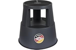 WEDO Sgabello a rotelle Super Step in plastica infrangibile – Piedino a forma di elefante, certificato TÜV GS – Made in Germany – Altezza ca. 43 cm, portata 150 kg, colore grigio