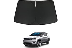 CKPEOR Parasole per parabrezza anteriore per Jeep Compass 2017-2023, parasole per finestra parasole blocchi pieghevoli raggi UV per mantenere la vostra auto più fresca,Full black