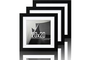 VUVUZULA bildram 20 x 20 cm svart kvadratisk trä fotoram träram MDF-ram med passepartout 15 x 15 cm set om 3