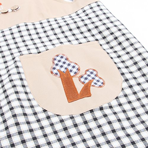 VECELO Kariete Küchenschürze Grillschürze mit Tasche aus Weste Hochwertig Baumwolle - 7