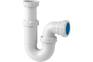 Jimten Sifón para fregadero, curvo extensible, salida horizontal, blanco, estándar