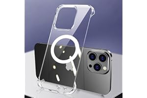 FAOMSEBS Cover per iPhone 16 Pro Trasparente Senza Bordo, Compatibile con MagSafe [Magnetico Potente] (Sensazione di Metallo Nudo) Custodia Sottile Case iPhone 16 Pro per MagSafe Cover 6,3'' 2024