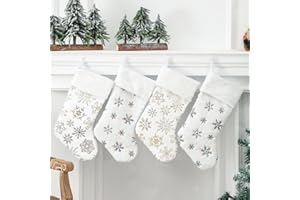 hocadon 4 Piezas Calcetin Navidad para Llenar y Colgar Calcetines Navidad Chimenea 48x22cm Bolsas de Regalo Calcetin Navideño Christmas Stocking para Decorar Chimenea, Árbol de Navidad