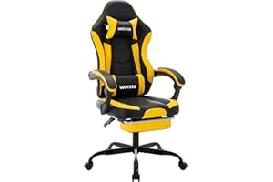 WOTSTA Gaming Chair, Computer Chair, Ergonomic Gaming Chair with Footrest, Office Chair, Ergonomic Computer Chair with Lumbar Support, Black/Yellow