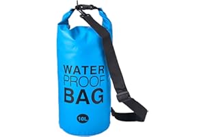 LYDNKIM Sac étanche 2L/5L/10L/20L - dry bag en PVC avec fermeture à enroulement et sangle réglable pour kayak, bateau, natation, camping, pêche, randonnée et les sports nautiques (Bleu, 10L - Sangle simple)