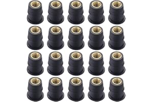 CPJJ 20 Pcs Écrou de Puit M5 en Caoutchouc et Laiton Métrique Boulon de Vis de Pare Brise pour Pare-Brise Carrosserie Moto VTT