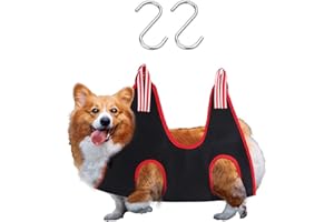 LuckyOpt Hund Grooming Hängematte, Atmungsaktive Haustier Hängematte für Grooming mit 2 S Haken, Hund Schlangengeschirr für Nagel Clipping Trimming Kleine&Medium Katzen&Hunde (M)