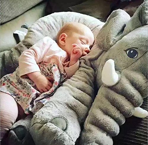 Elephant Soft Animal Plush Toy Baby Pillow, Cuddly Comfortable Boby Pillow Cushion Christmas gifts for your kids. (grey) - 2