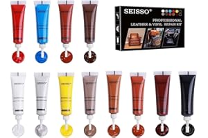 SEISSO Crema De Reparación De Cuero, Kit de Reparación de Vinilo de Piel Negra para Sofás, Asientos de Coche, Restauración de Arañazos, Lágrimas, Agujeros, Marcas de Garras de Mascotas