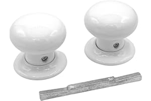 Hunta HANDLEZONE® White Ceramic Round Door Knob - 1 Pair - Fixings Included - 60mm Diameter - Interior Use