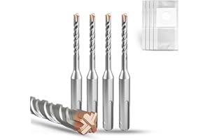 METOTY SDS Plus Hammer Drill Bit 4PC 5mm×110mm, with 4 Carbide Cutting Edges, Head with Coating, Masonry Drill, Hammer Drill, Concrete Drill, for Stone, Concrete, Natural Stone, Brick Wall